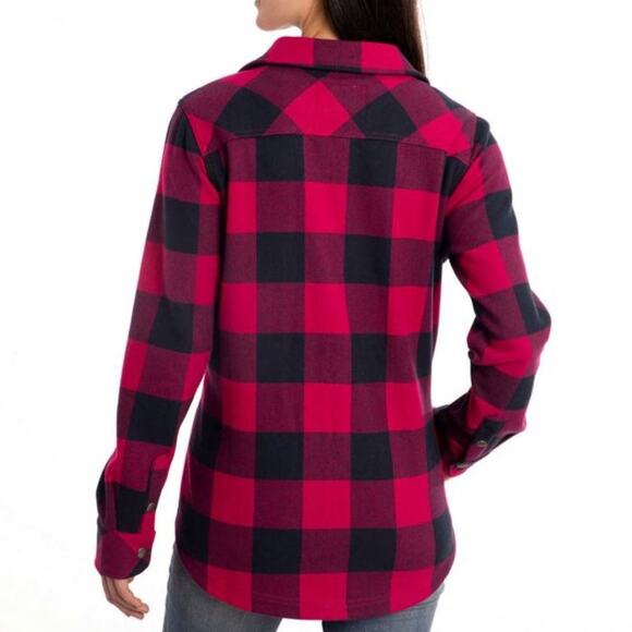 Orvis Fleece Lined Shirt Jacket in Hot Pink/Black Buffalo Check Print Size - Picture 4 of 10